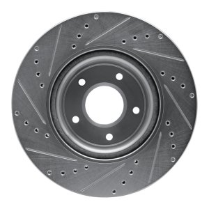 Pontiac GTO Brake Rotor (1) - Front Right - R1 Concepts - Drilled & Slotted - Silver - `05-`06